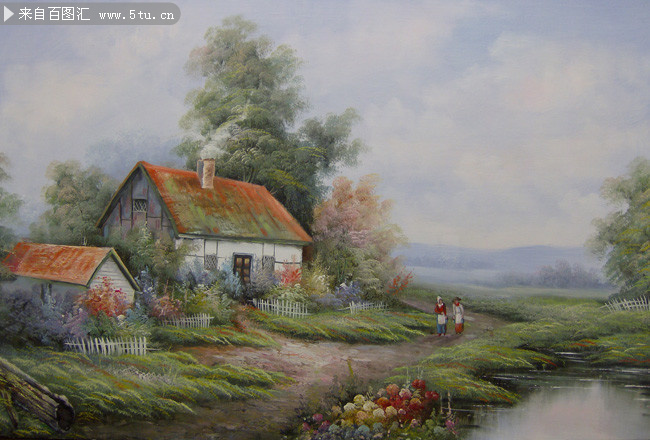 乡村风景油画装饰画
