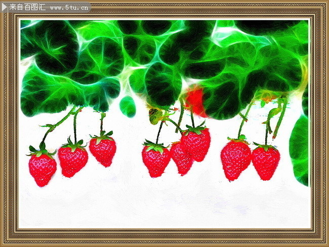 草莓电子油画素材