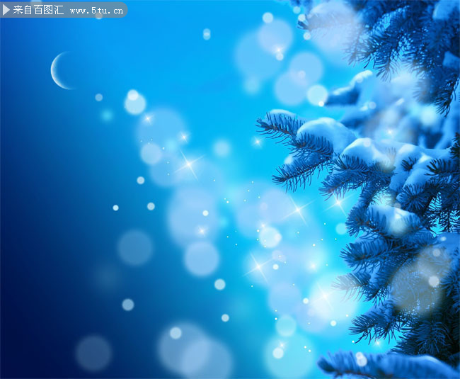 蓝色梦幻雪夜背景图片