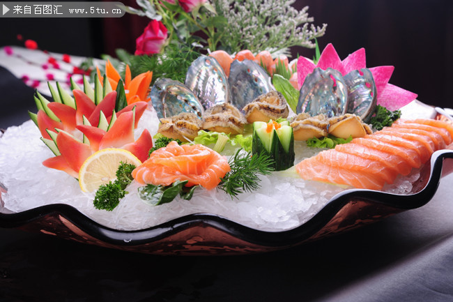 三文鱼刺身菜品高清图片