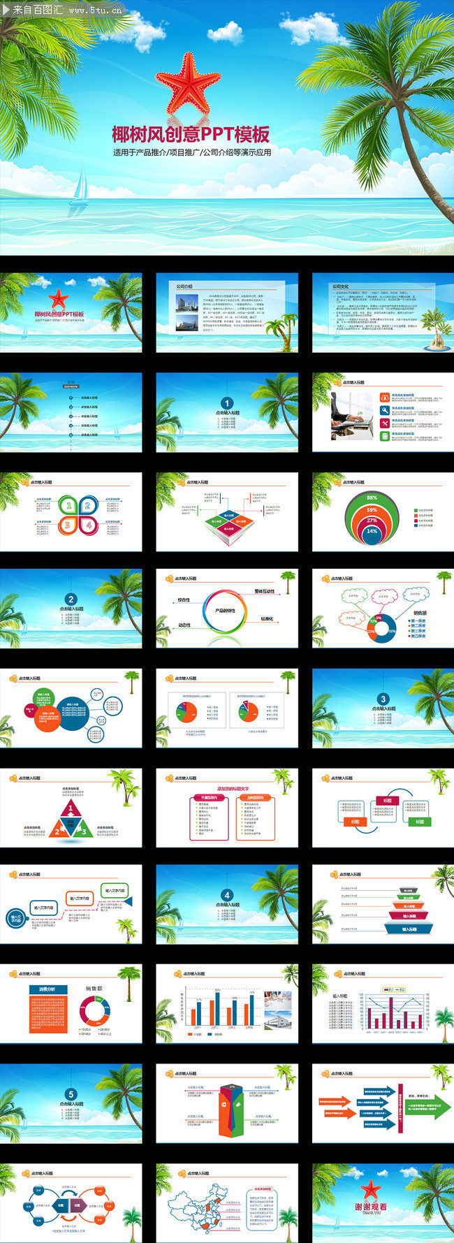 海岛旅游项目开发路演PPT模板
