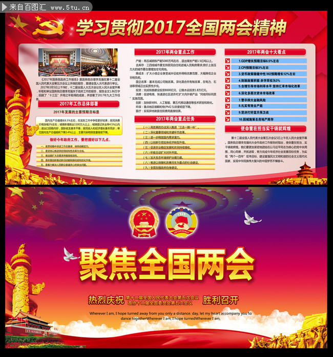 学习贯彻2017全国两会精神看板