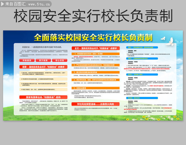 校园安全落实校长负责制展板