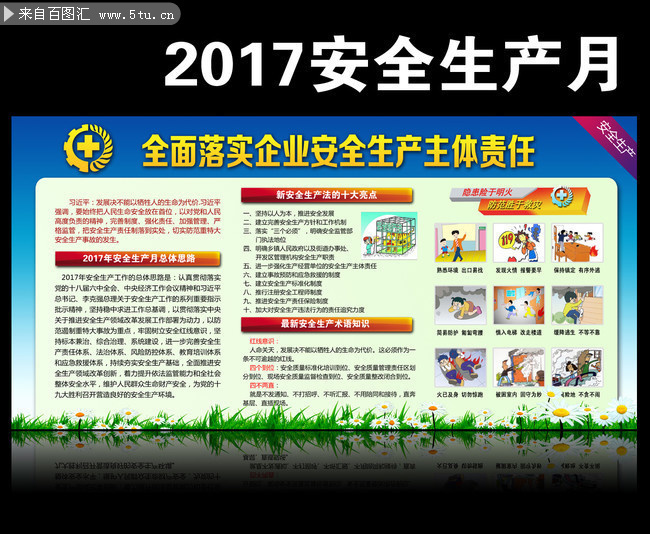 工厂安全生产宣传墙  2017安全月板报