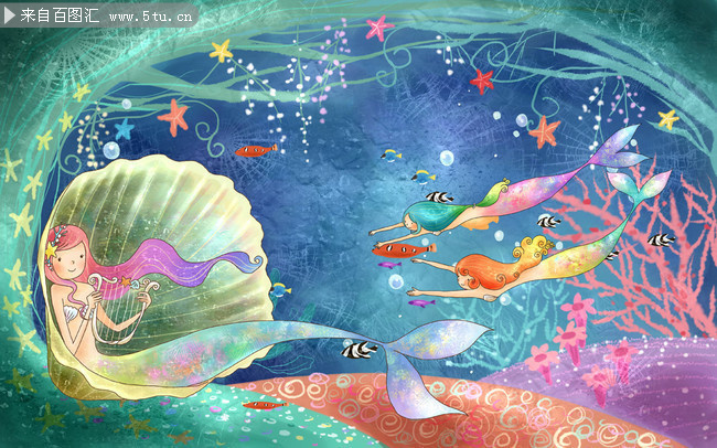 卡通海底世界儿童房装饰图片