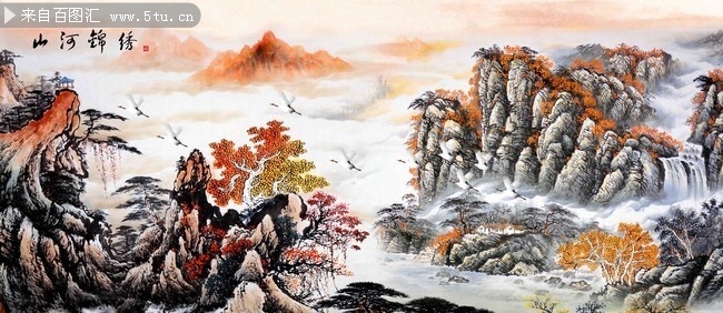 中国山水源远流长装饰画