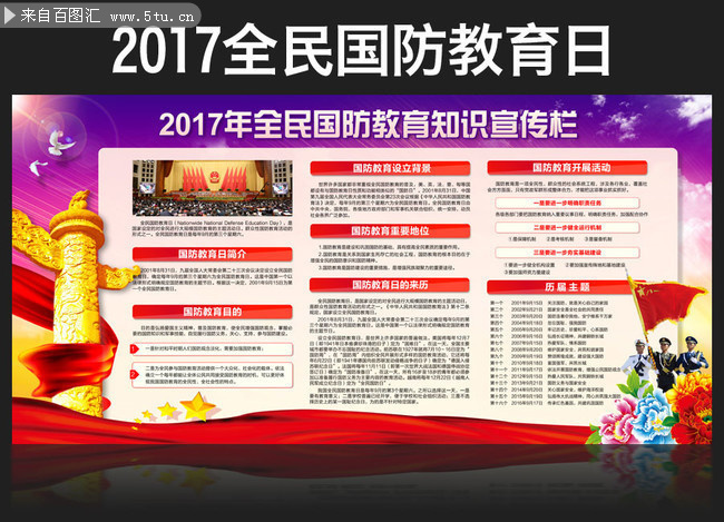 2017全民国防教育日知识宣传栏