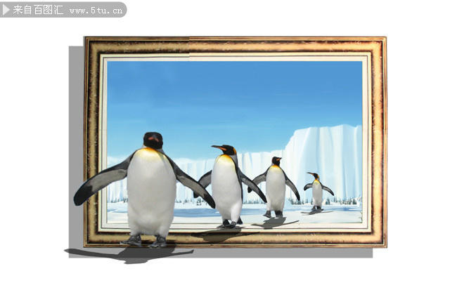 3D立体装饰画企鹅图片