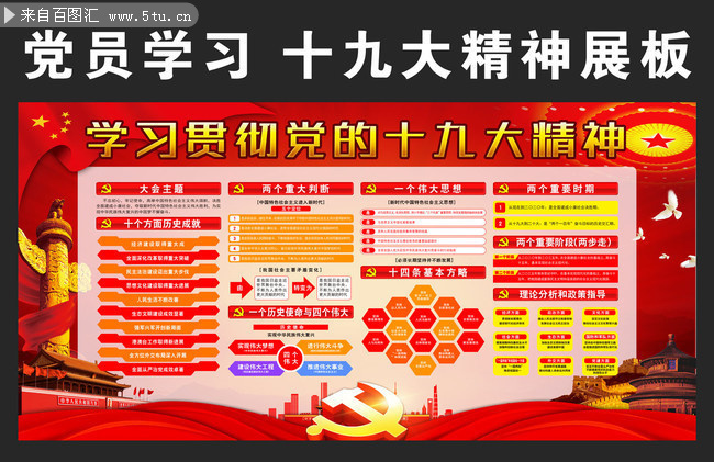 认真学习十九大精神宣传图