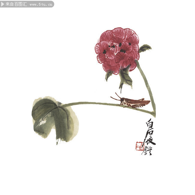 齐白石蚱蜢水墨画