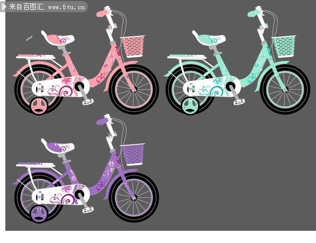 儿童自行车插画素材