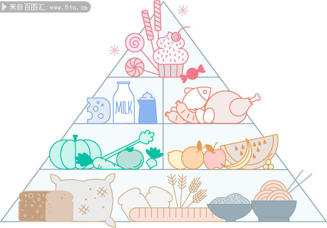 健康饮食金字塔矢量图片