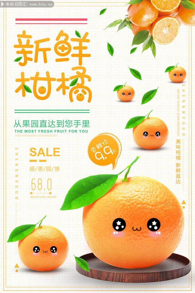 新鲜柑橘水果促销海报