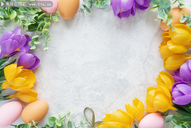 复活节彩蛋和花卉边框图片下载