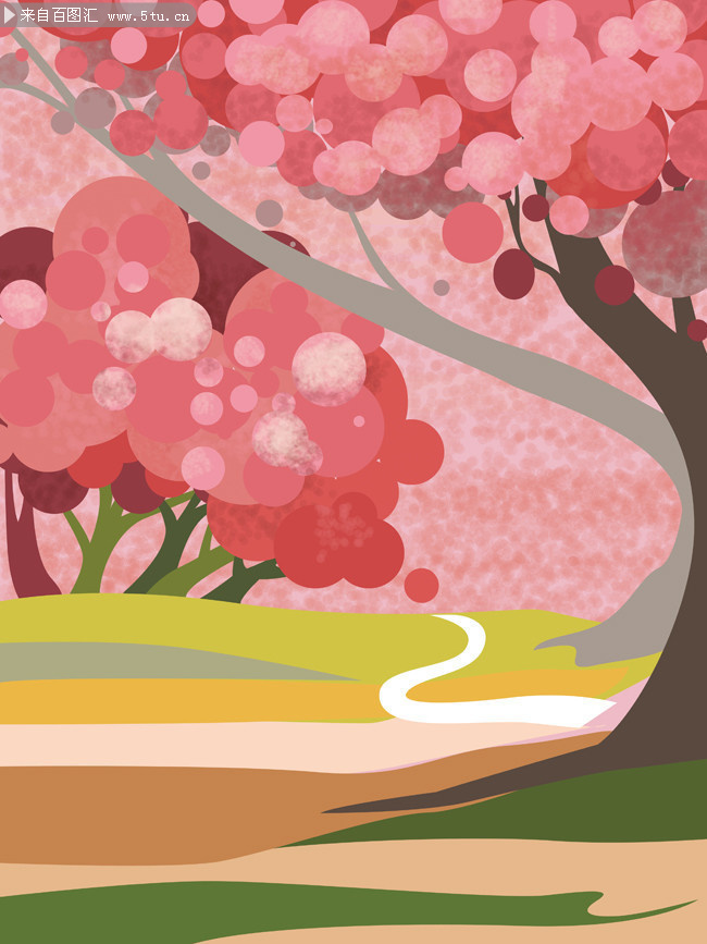粉色樱花园背景素材