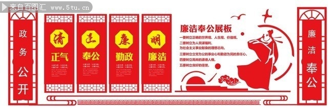 廉洁奉公文化墙展板下载