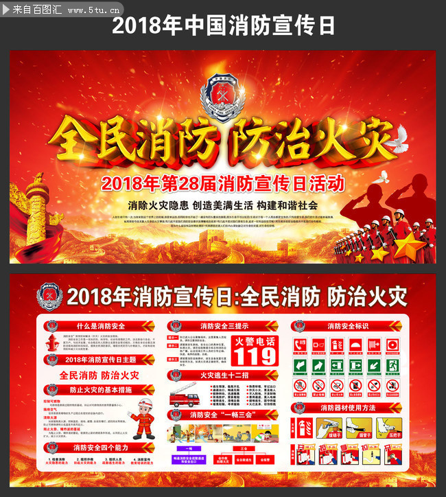 2018消防宣传日主题展板下载