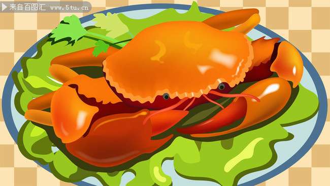 海鲜螃蟹美食插画图片
