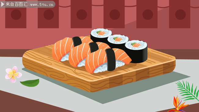 寿司美食插画图片