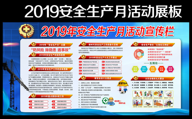 2019安全生产月主题工地展板