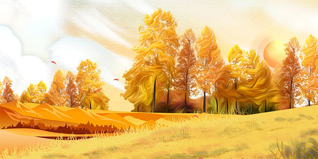 秋天风景油画装饰图片下载