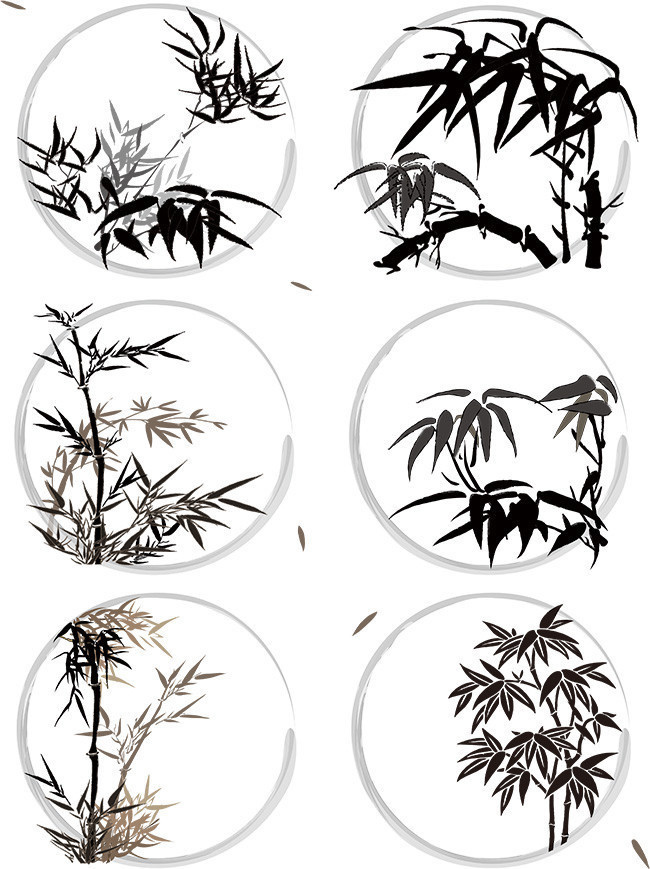 手绘中国风植物竹子竹叶装饰元素
