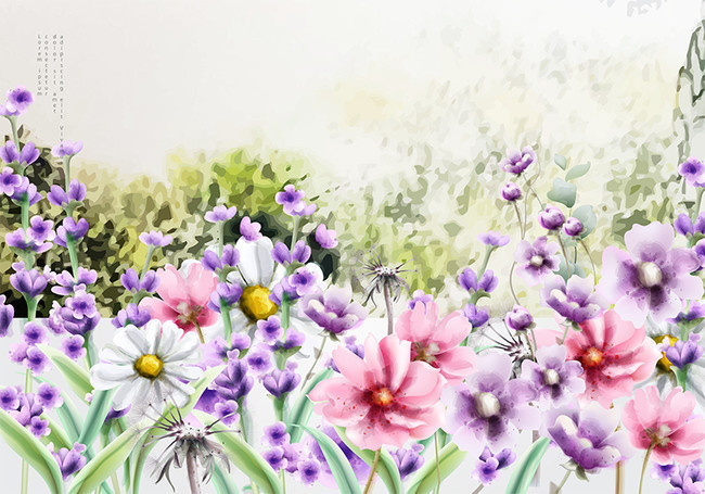 手绘水彩花朵背景素材