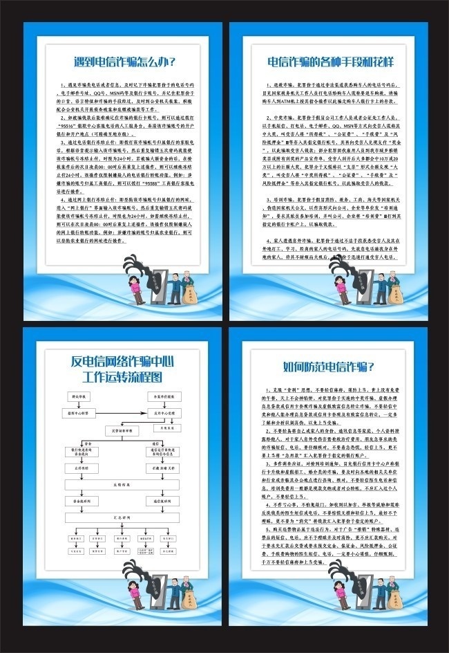 蓝色电信诈骗展板图片素材