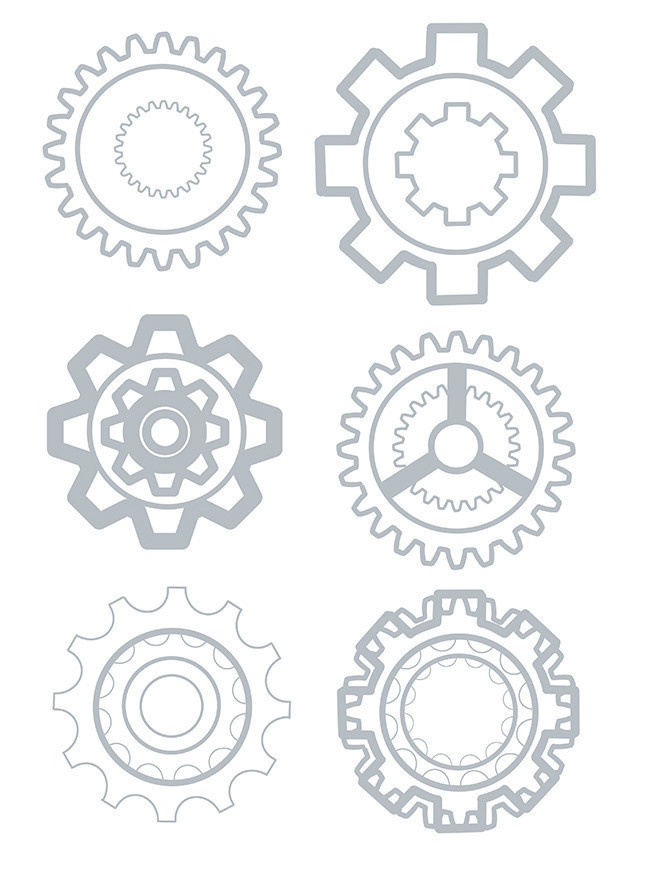 手绘灰色工业齿轮平面图标