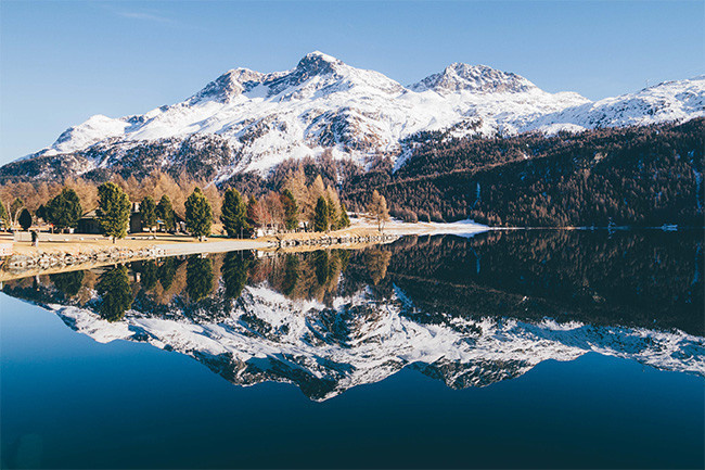 湖泊雪山景色素材图片
