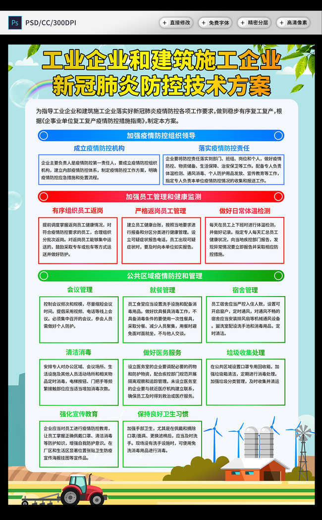 工业企业复工预防宣传展板图片素材