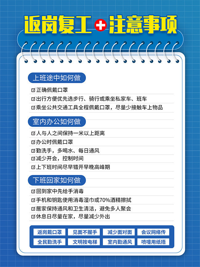 抗击疫情返岗复工注意事项宣传海报