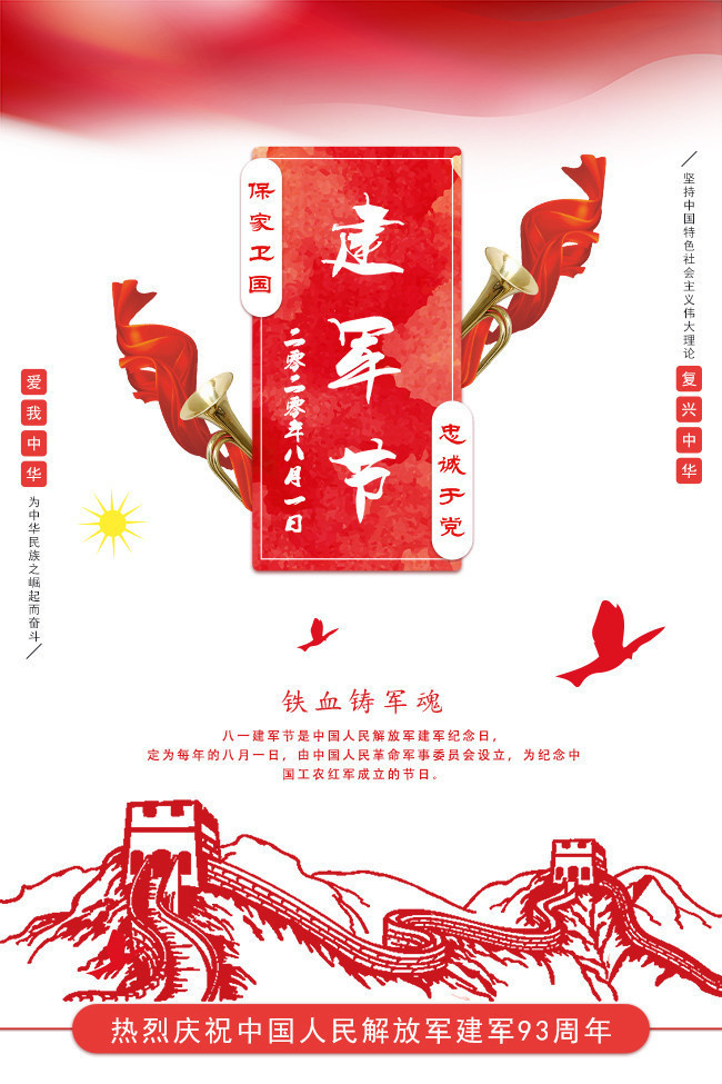 红色建军节宣传海报