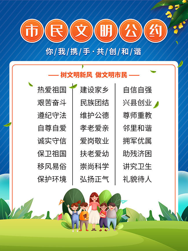 卡通市民文明公约海报