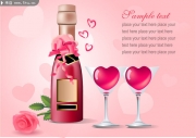 粉红酒瓶与酒杯 