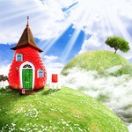 绿色地球素材 草莓房屋图片