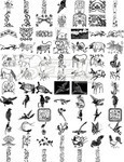 传统动物线描图案 中国花鸟画摹本 