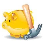 猪猪存钱罐图片 铁锤矢量图
