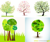 树木矢量素材 手绘绿树图案 