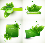 绿色生态标签素材 清新的绿叶图片