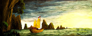 大海风景油画高清图片 宽幅油画下载