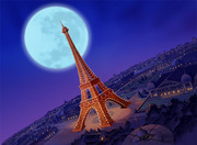 巴黎埃菲尔铁塔夜景漫画图片