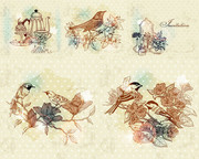 传统花鸟画矢量图 手绘花鸟图片
