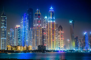 迪拜城市夜景图片 炫彩城市灯光摄影