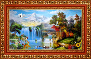 山水瀑布风景中堂画 室内装饰画图片