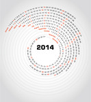 创意2014年日历表模板 螺旋式日历