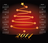 创意圣诞树 2014年日历表下载