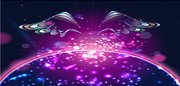 绚丽紫色背景图片 透明翅膀矢量图