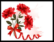 手绘红色玫瑰花花束