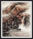 秋山红枫国画图片 